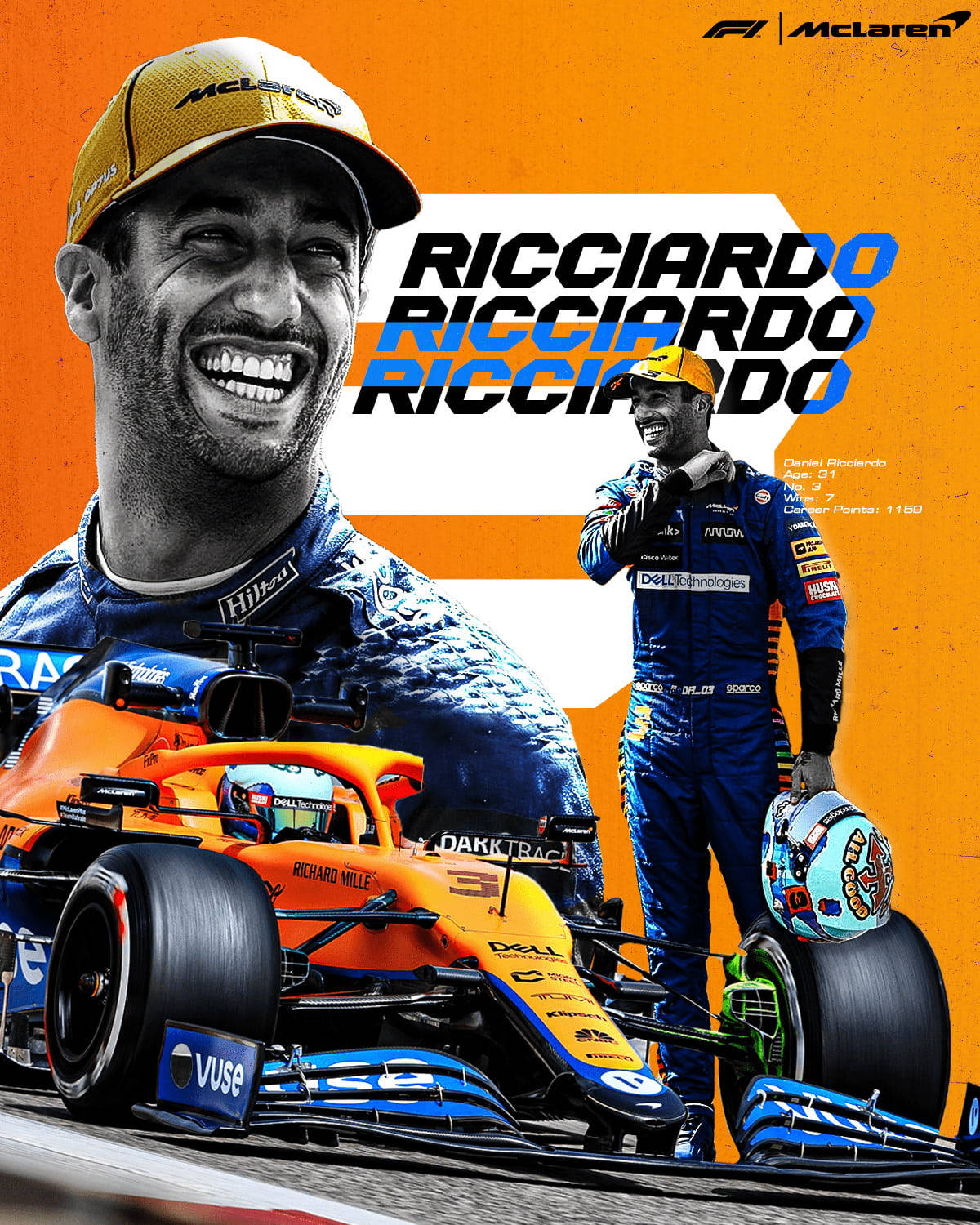 Daniel Ricciardo In Orange Graphic Layout