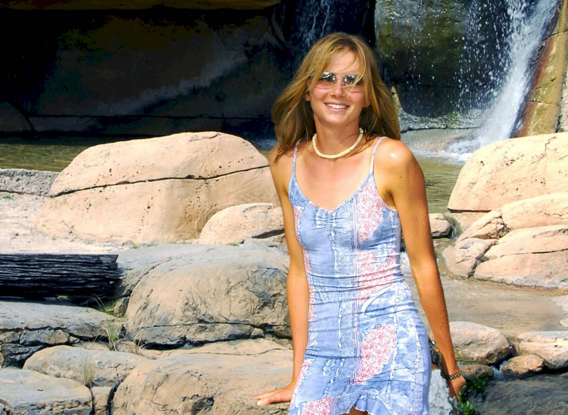 Daniela Hantuchova Near Waterfalls Background