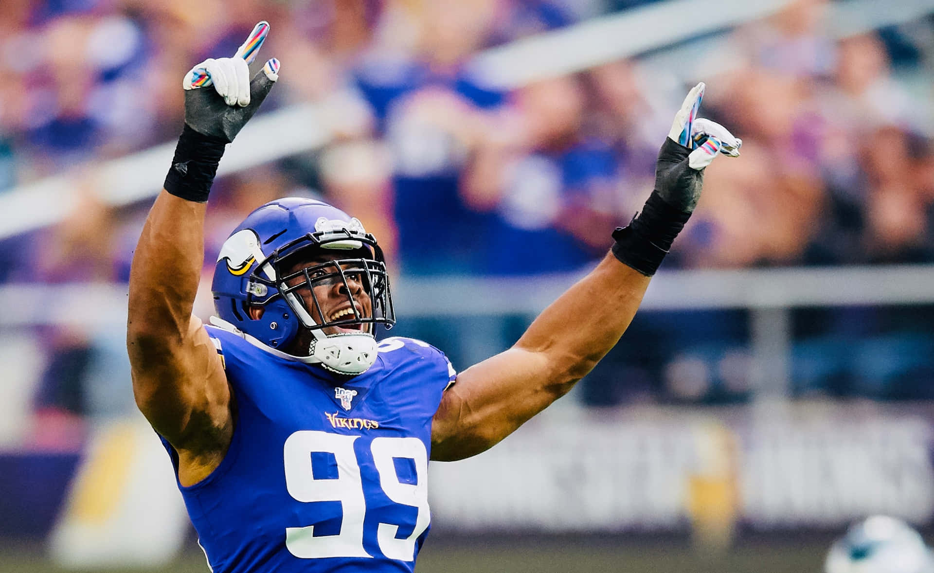 Danielle Hunter Minnesota Vikings Celebrates Win Background