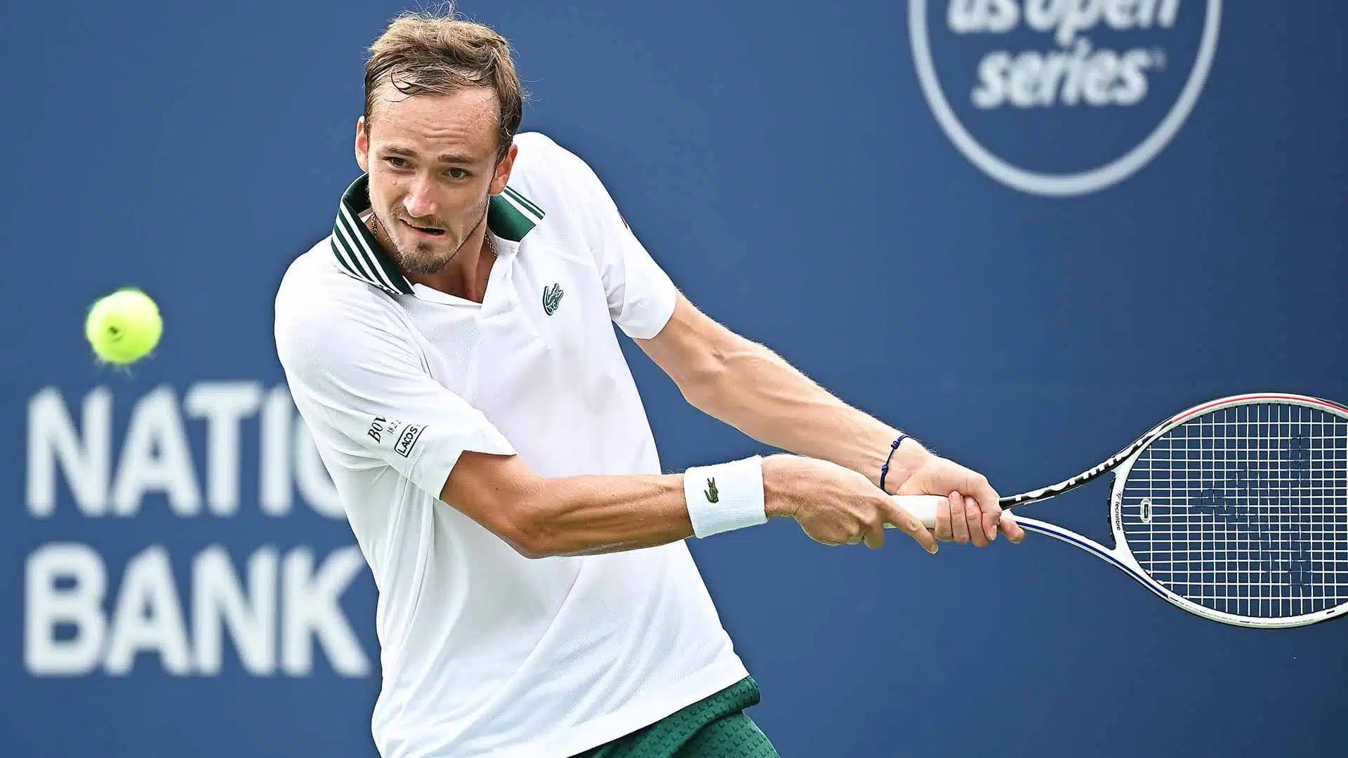 Daniil Medvedev Competes In A Professional Tennis Match.