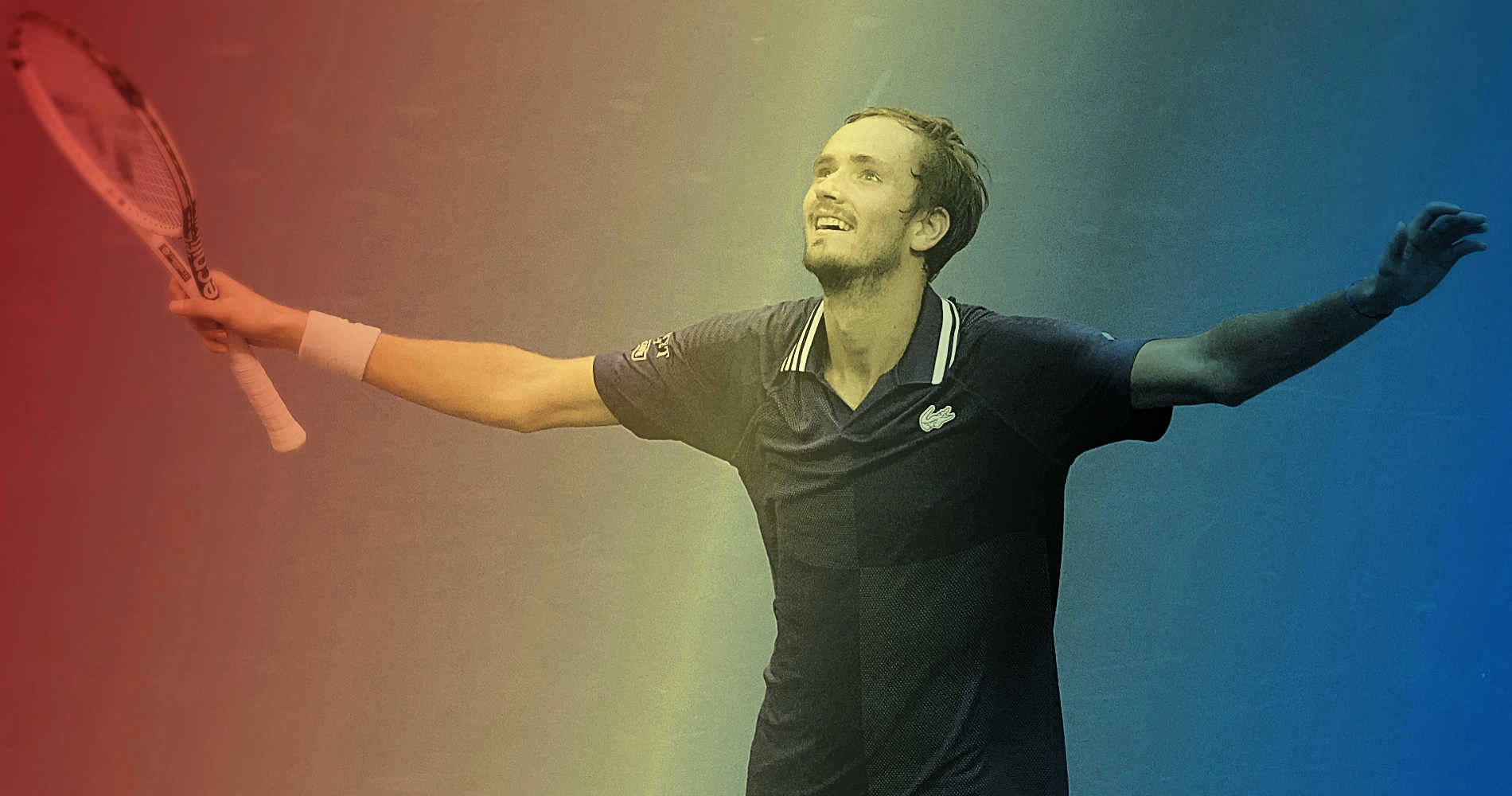 Daniil Medvedev With The Russian Flag Background