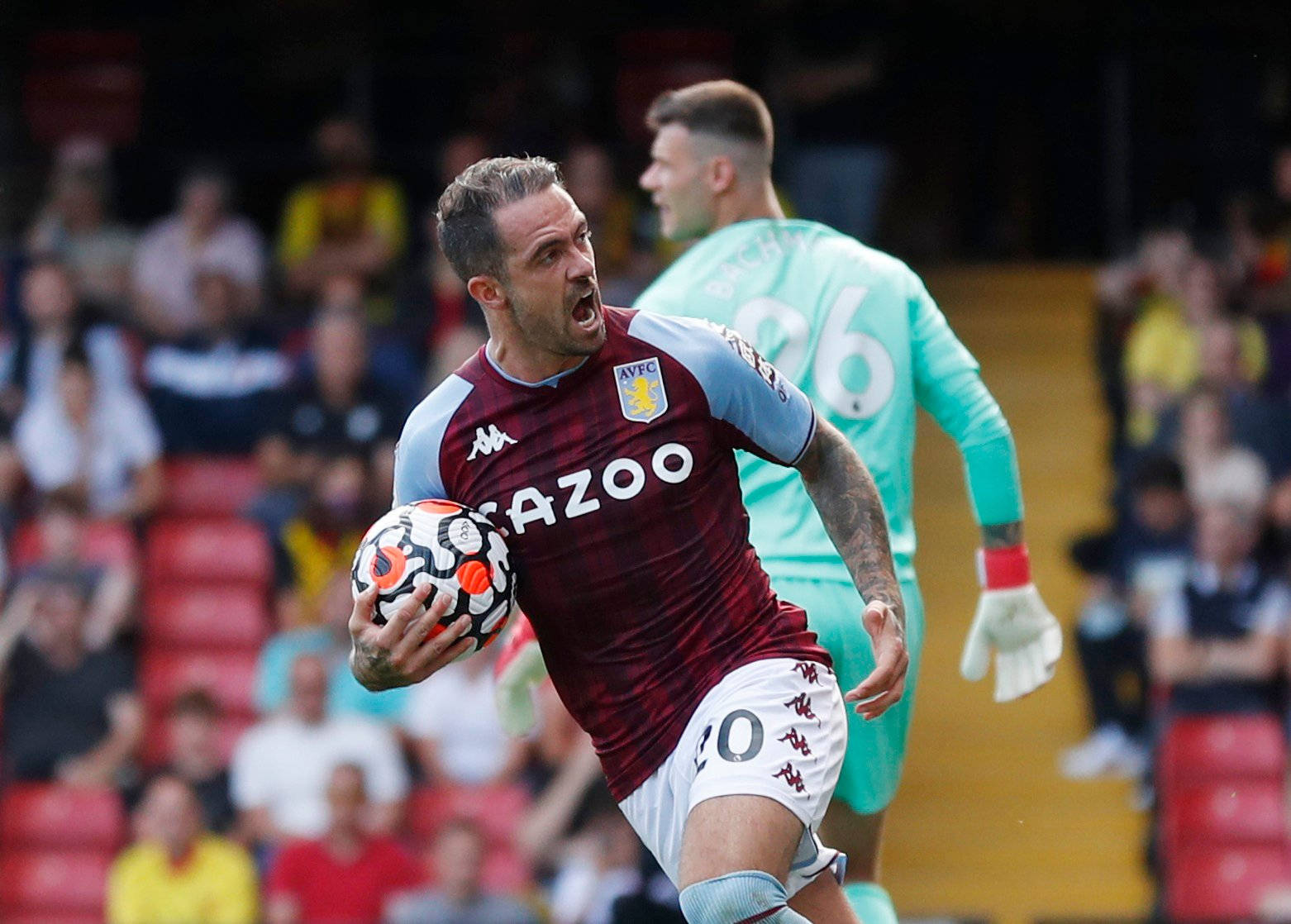 Danny Ings Yelling With Ball Background