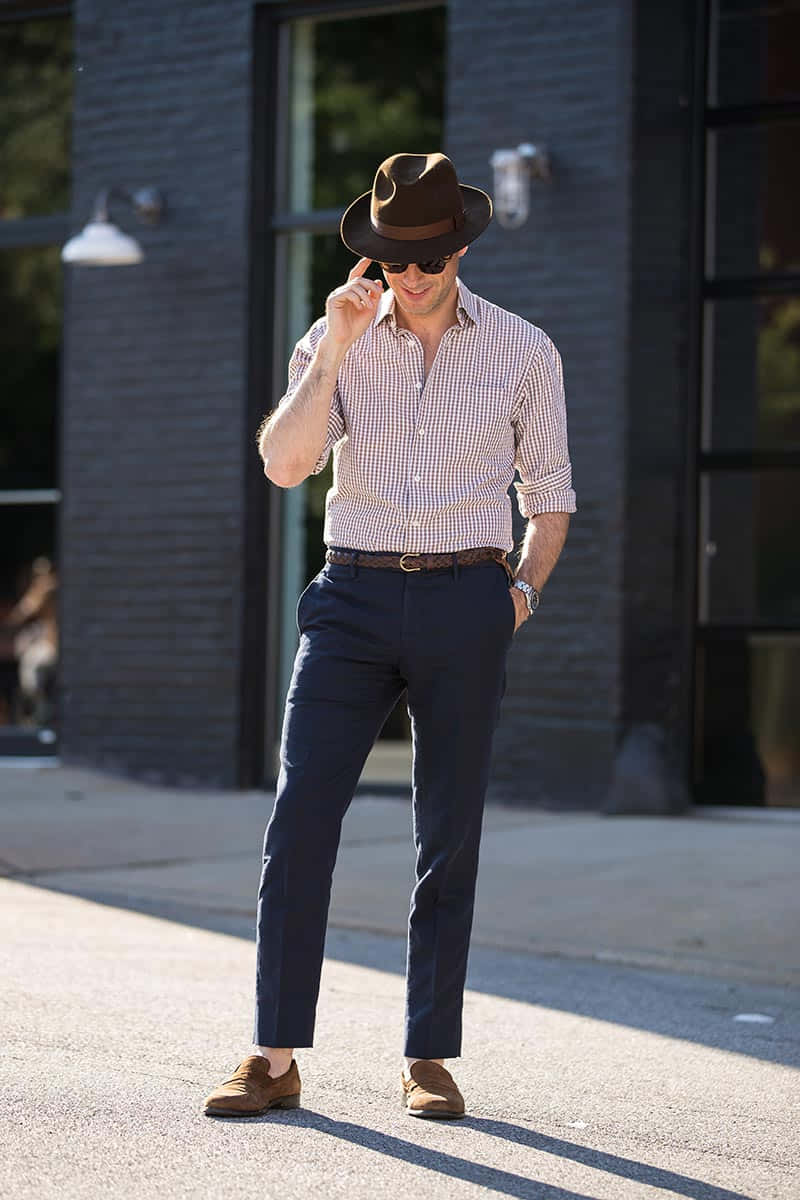 Dapper Man In A Cowboy Hat Background