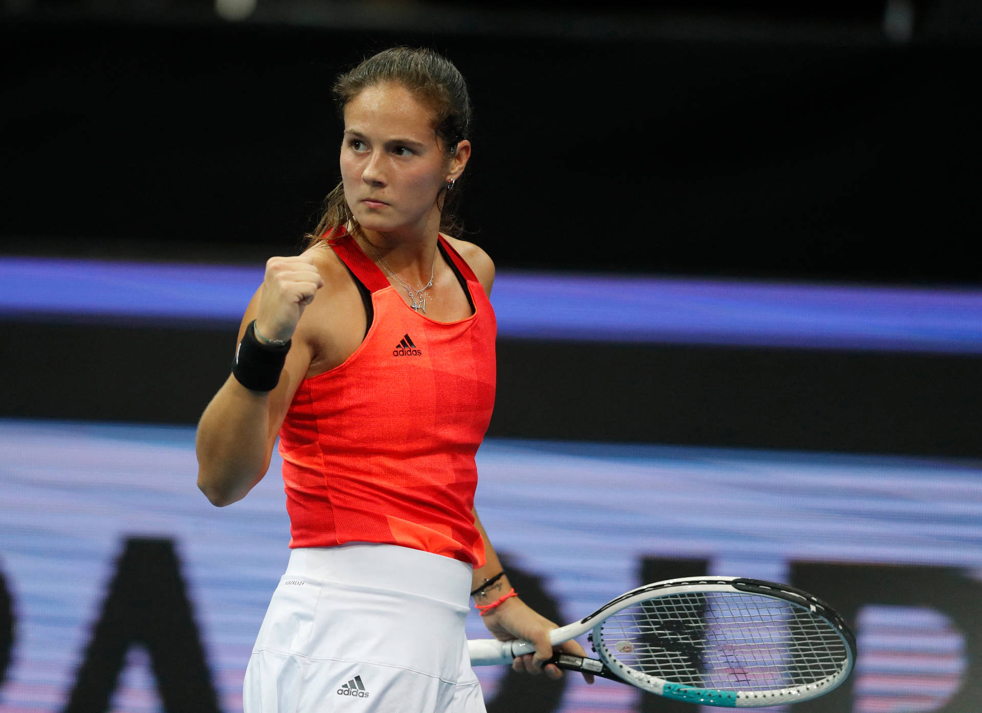 Daria Kasatkina In Red Fist Pump Background