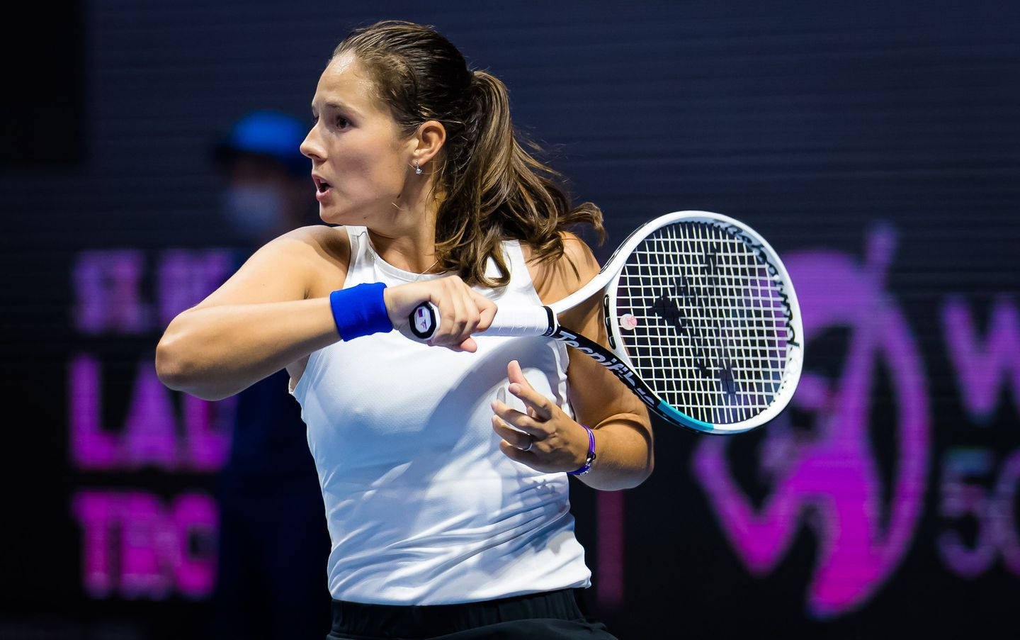 Daria Kasatkina In White Outfit Background