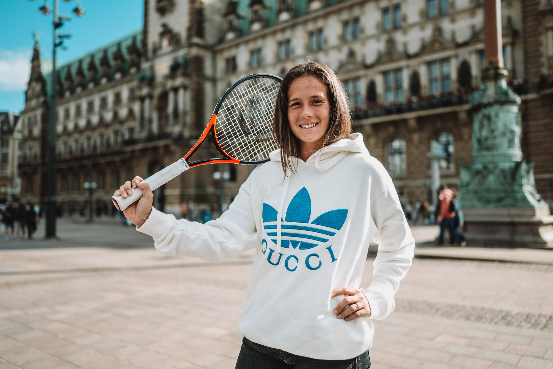 Daria Kasatkina Sporting A Hoodie In A Relaxed Pose Background