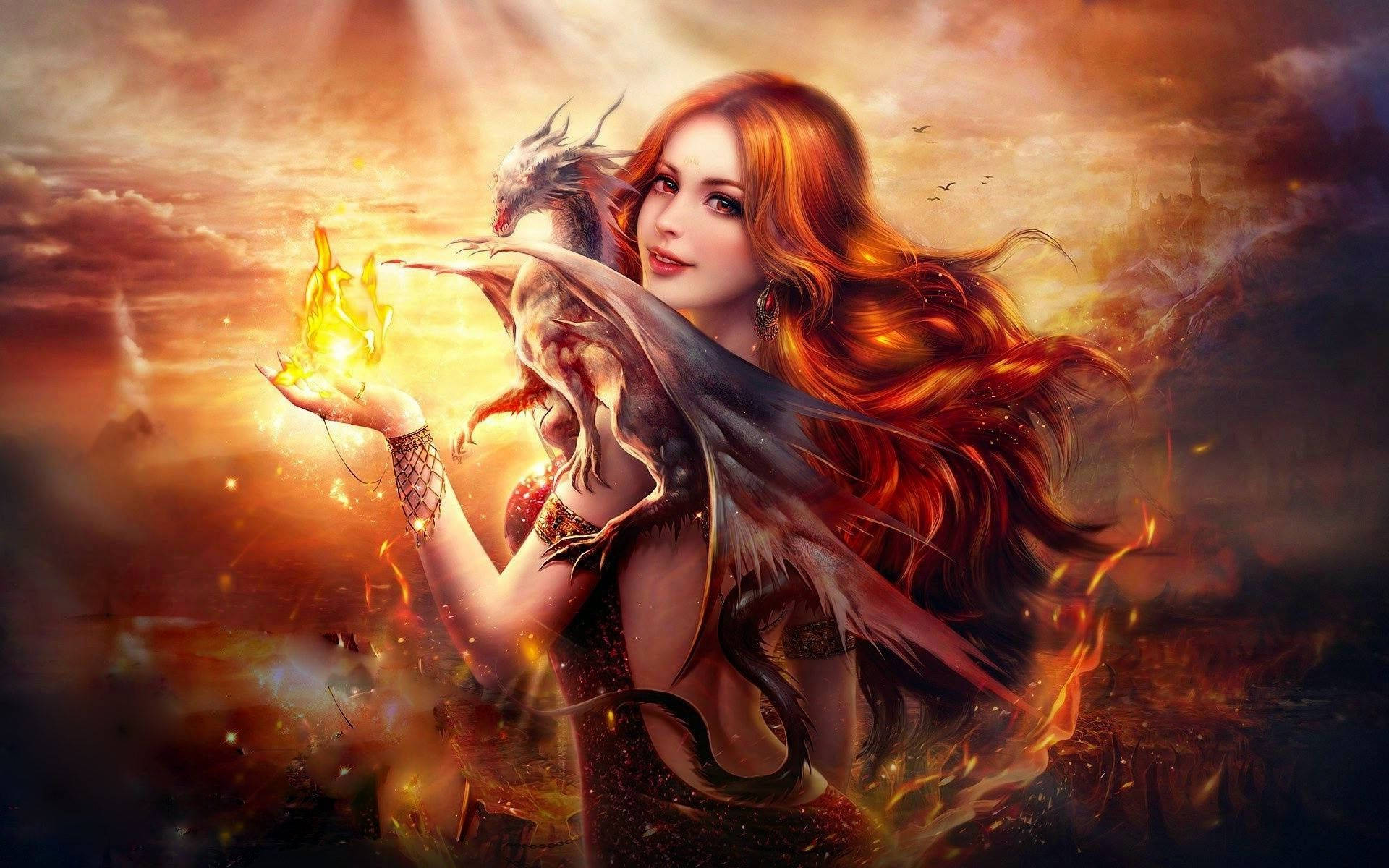 Daring Adventure - A Fantasy Girl Tries Her Hand At Fire-breathing Background