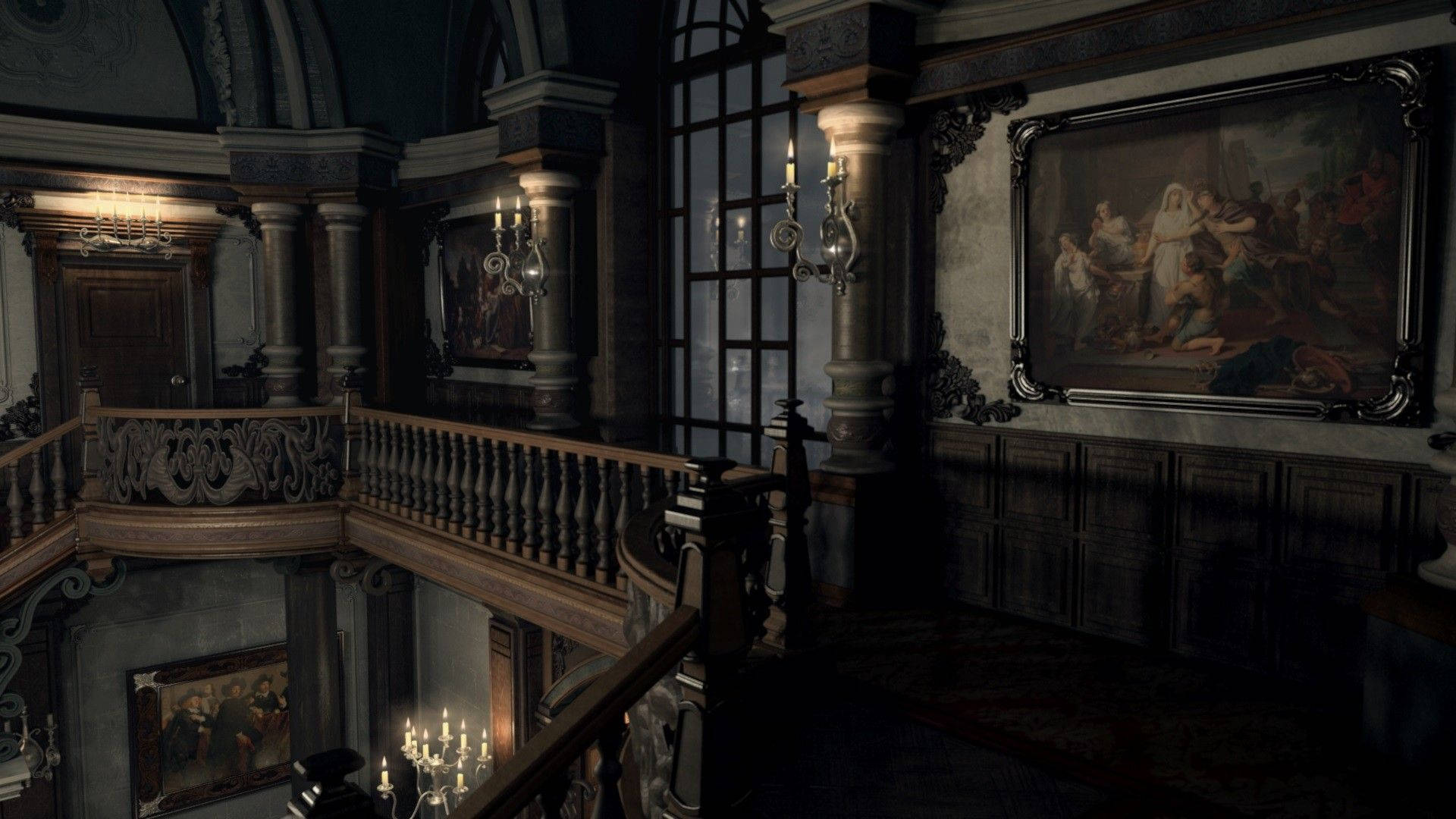 Dark Academia Mansion Hall Background