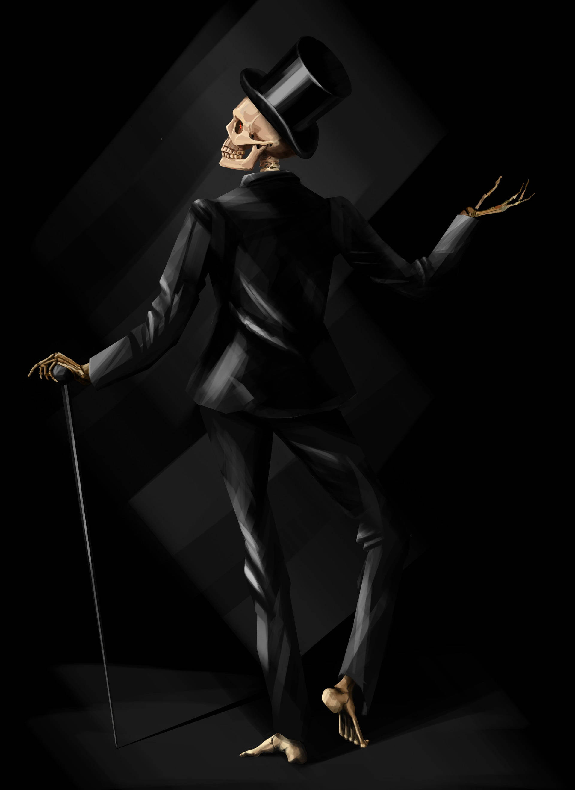 Dark Aesthetic: A Black Magician Suit On A Skeleton, Reflecting A Mysterious And Intriguing Vibe. Background