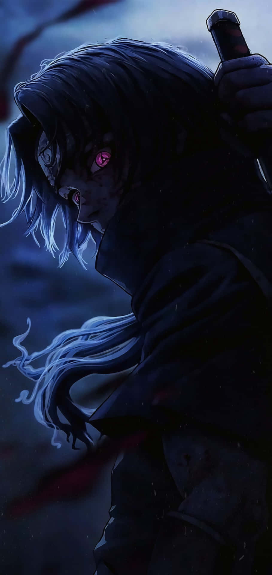 Dark Aesthetic Cartoon Itachi Uchiha Red Eyes Background