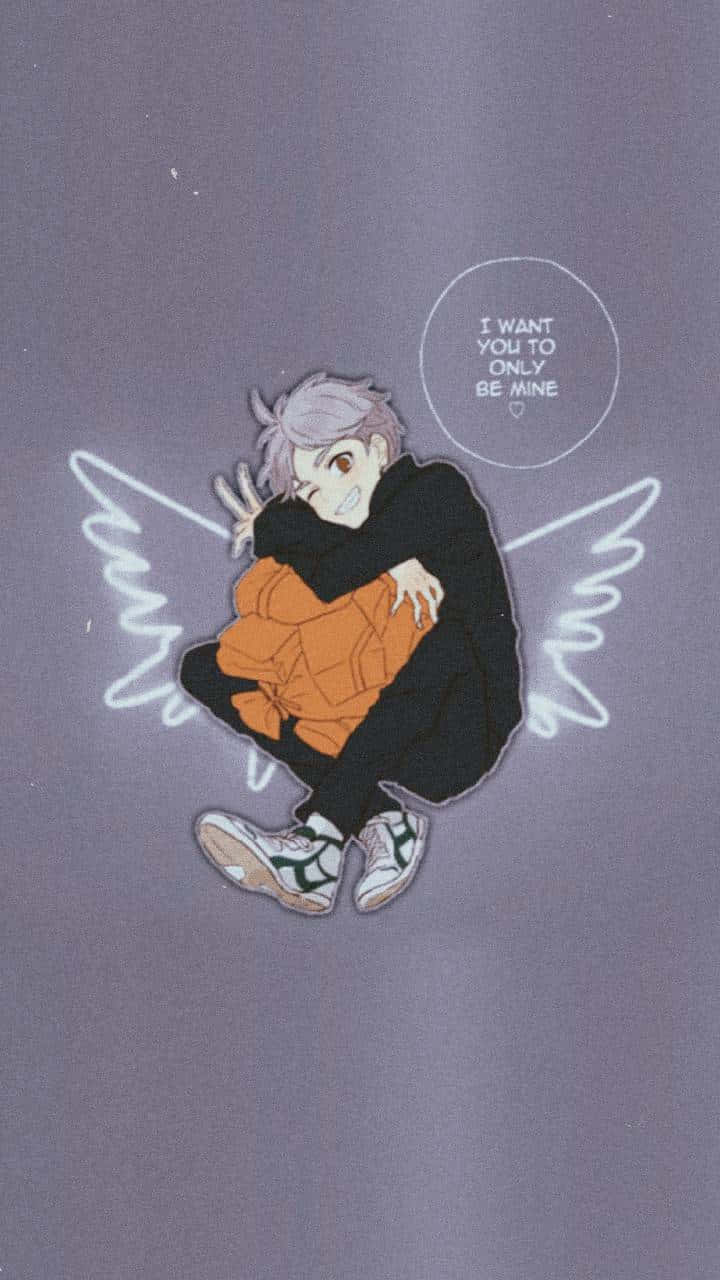 Dark Aesthetic Cartoon Koshi Sugawara Angel Wings Background