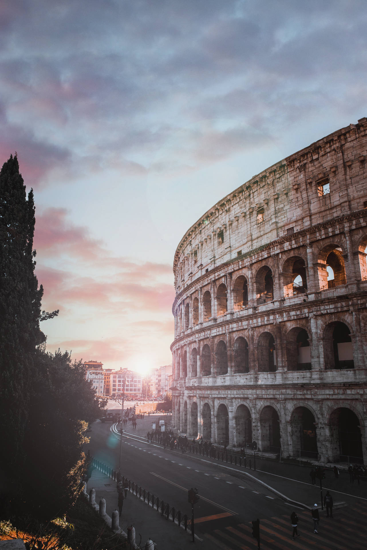 Dark Aesthetic Colosseum Beneath The Cloudy Sky Background