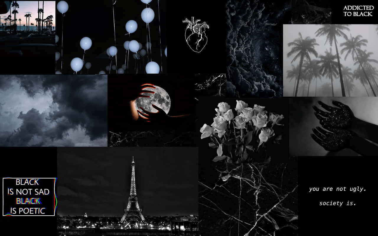 Dark Aesthetic Grunge Laptop Collage Background