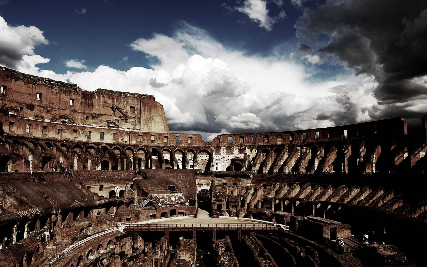 Dark Aesthetic Roman Colosseum Interior Background