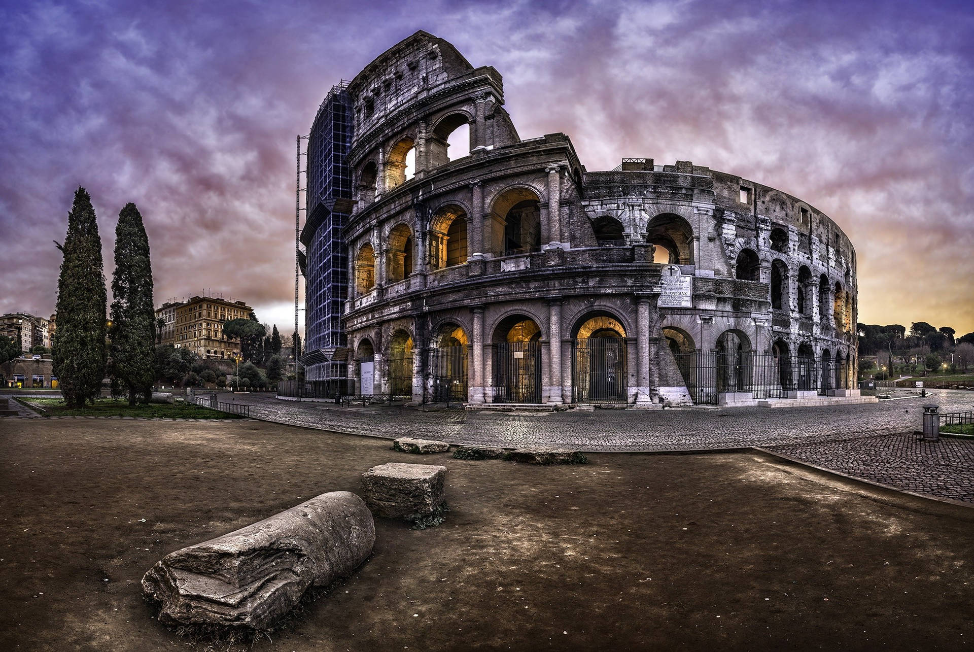 Dark Aesthetic Ruins Of The Colosseum In Rome Background