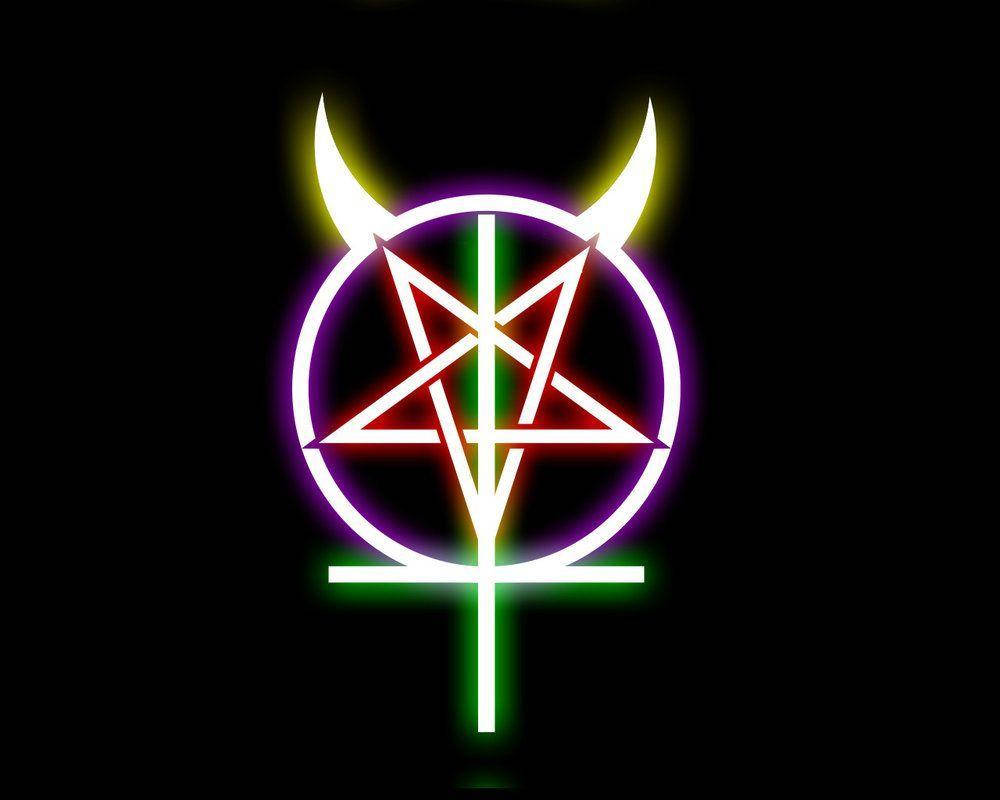 Dark Aesthetics - Devil Horn Enclosed Within A Pentagram Background