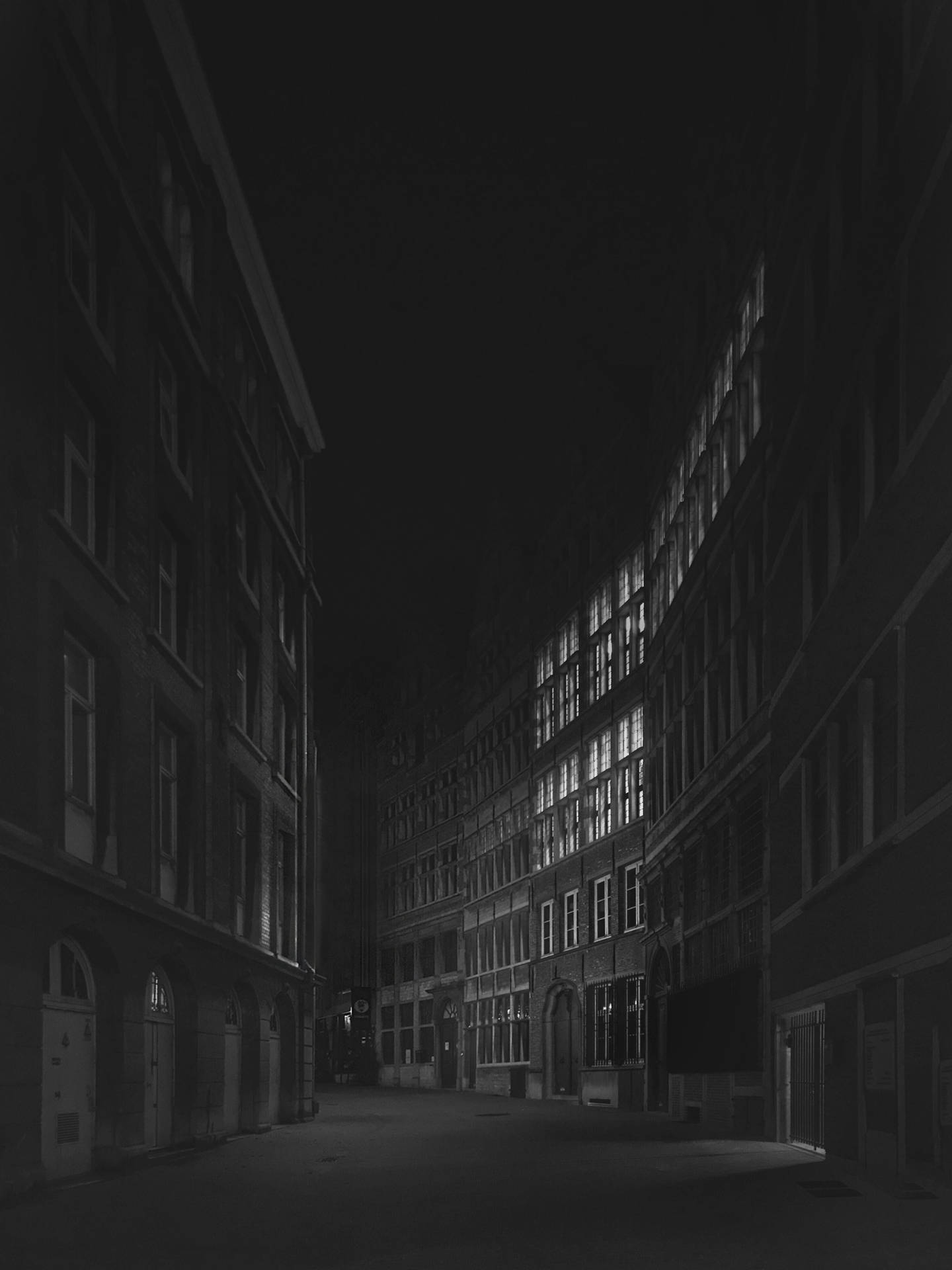 Dark Alley Minimalist Black Phone Background