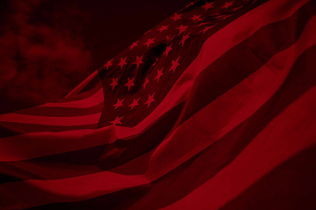 Dark American Flag Overlaid With A Red Filter
