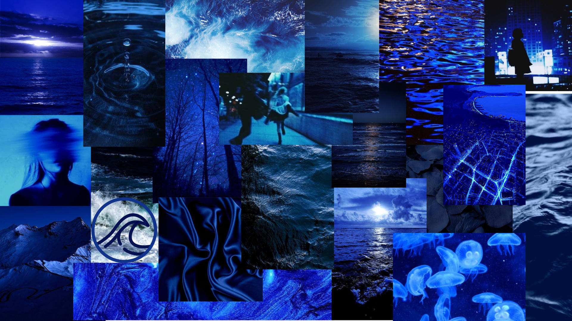 Dark And Blue Aesthetic Laptop Collage Background