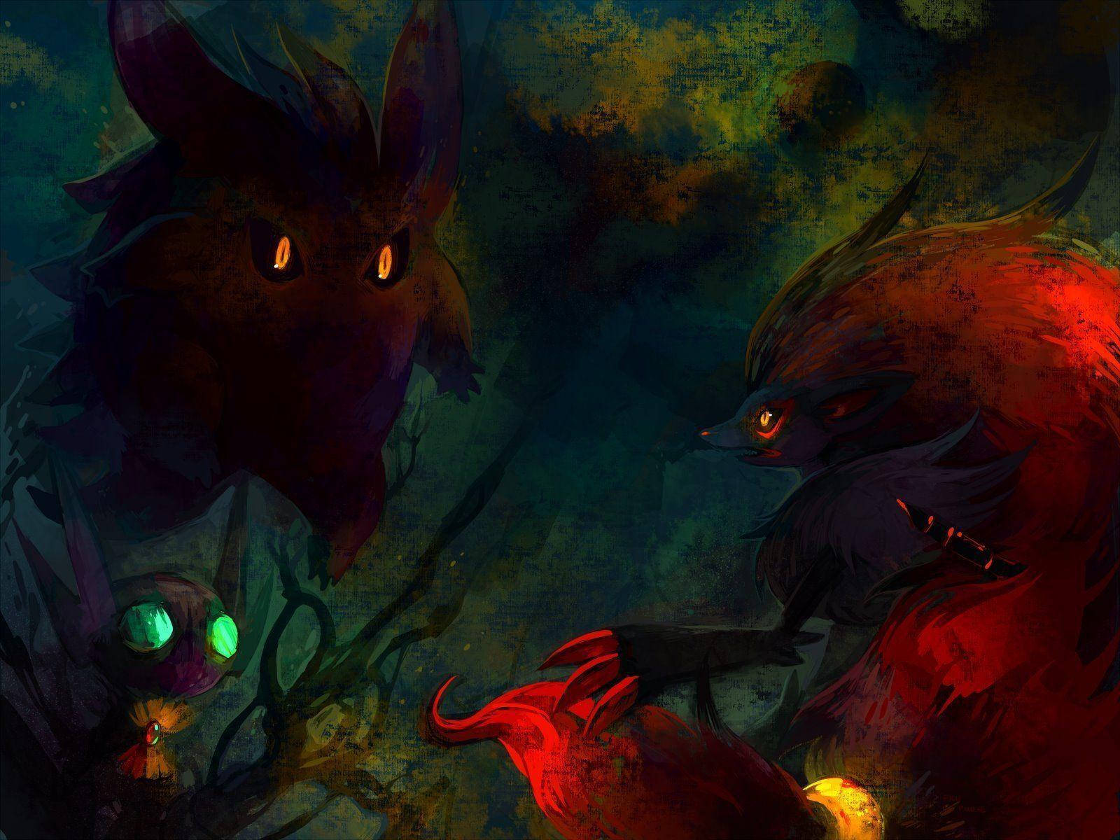 Dark And Creepy Zoroark Art Background