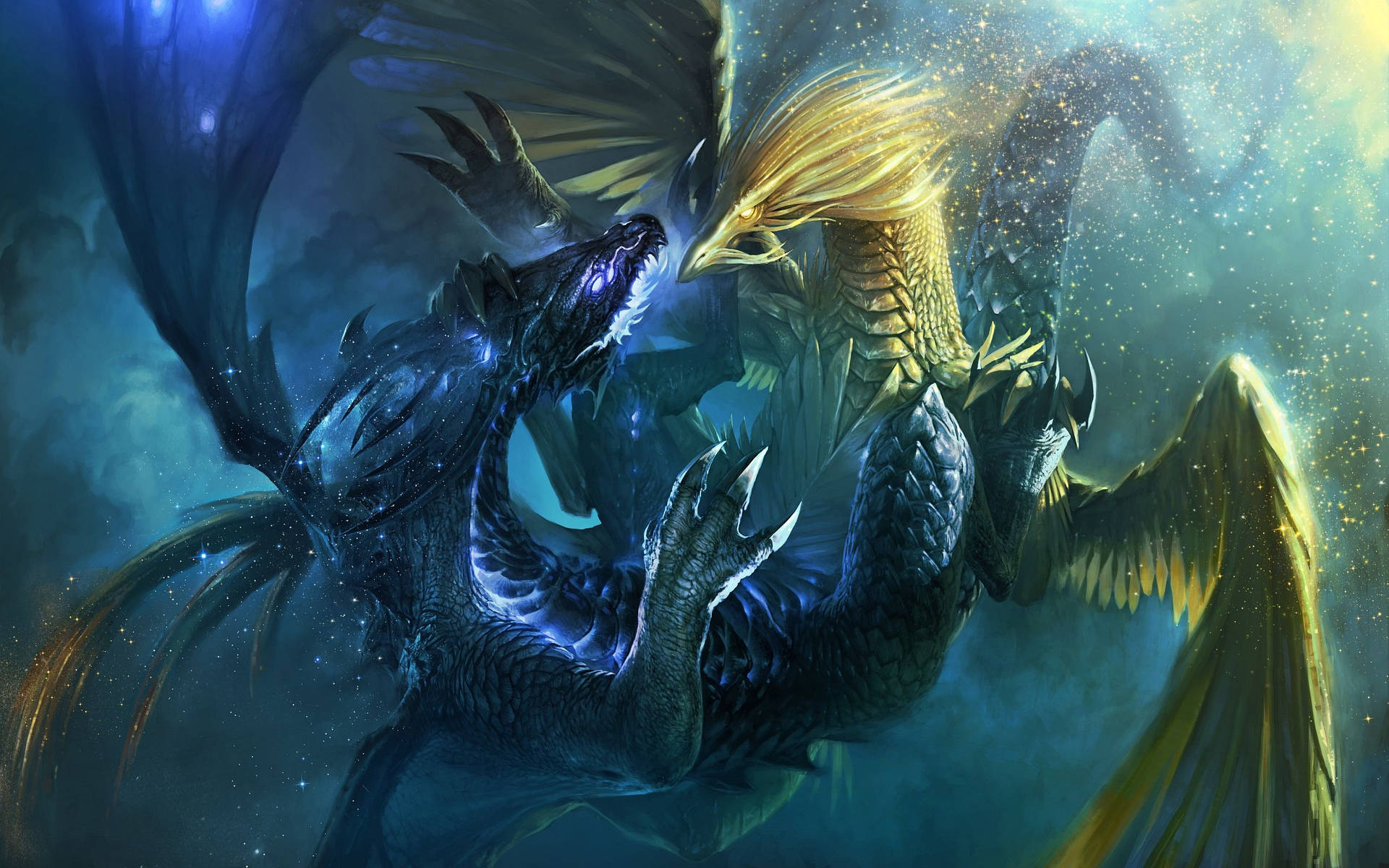 Dark And Light Dragon Battle Background