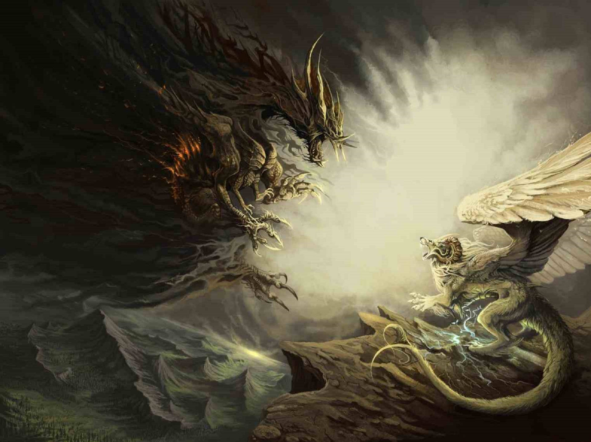 Dark And Light Dragon Background