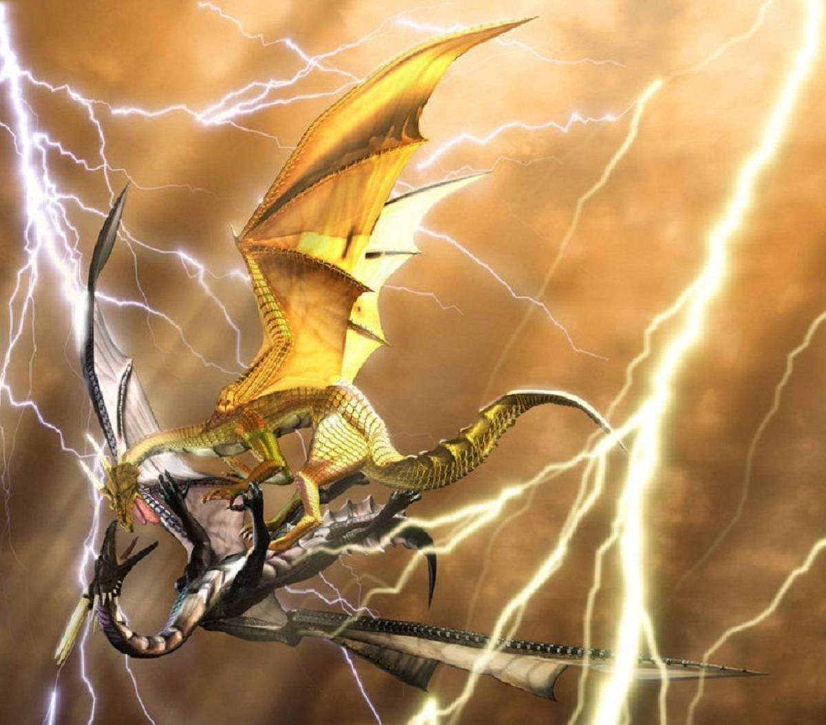 Dark And Light Dragon Thunderstorm Battle Background
