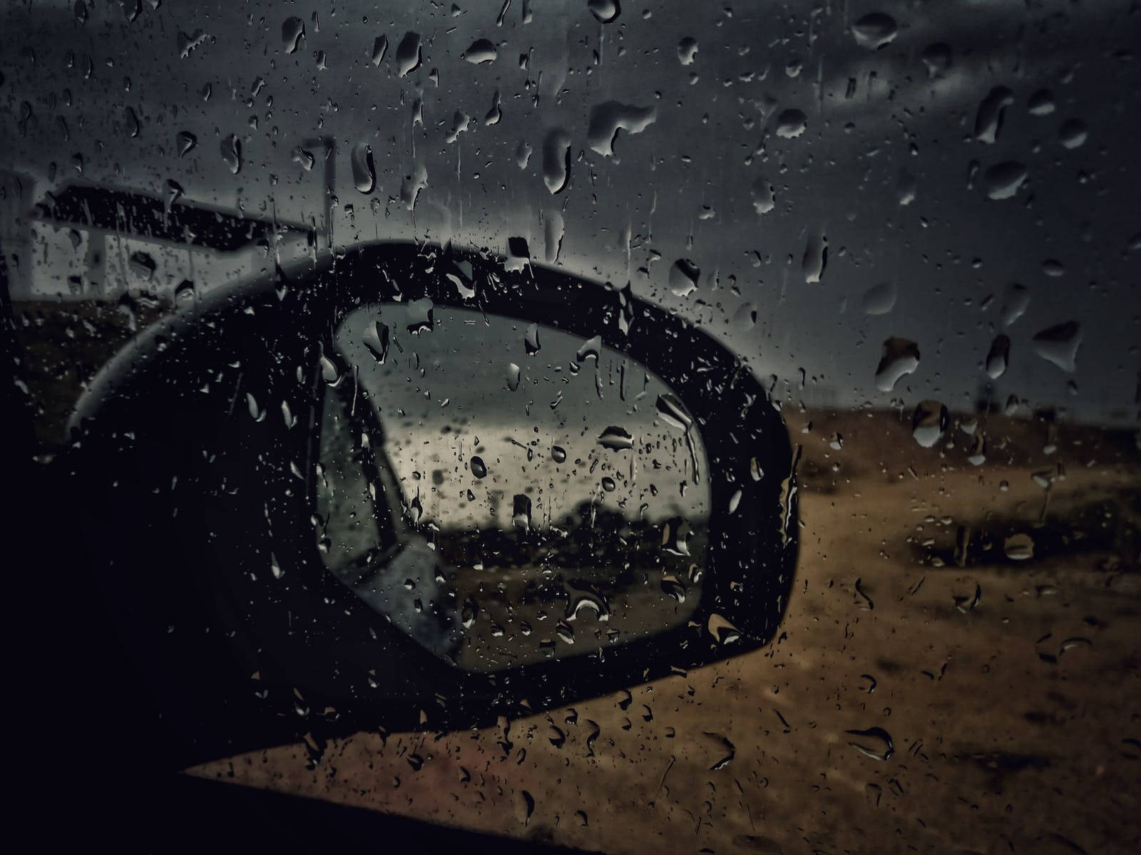 Dark And Raining Outside The Car Background