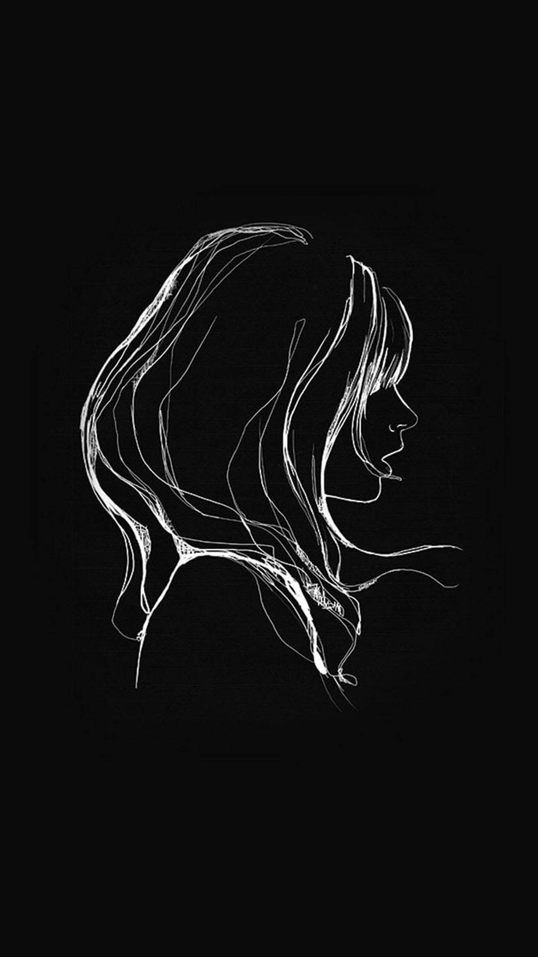 Dark Android Sad Girl Sketch Background