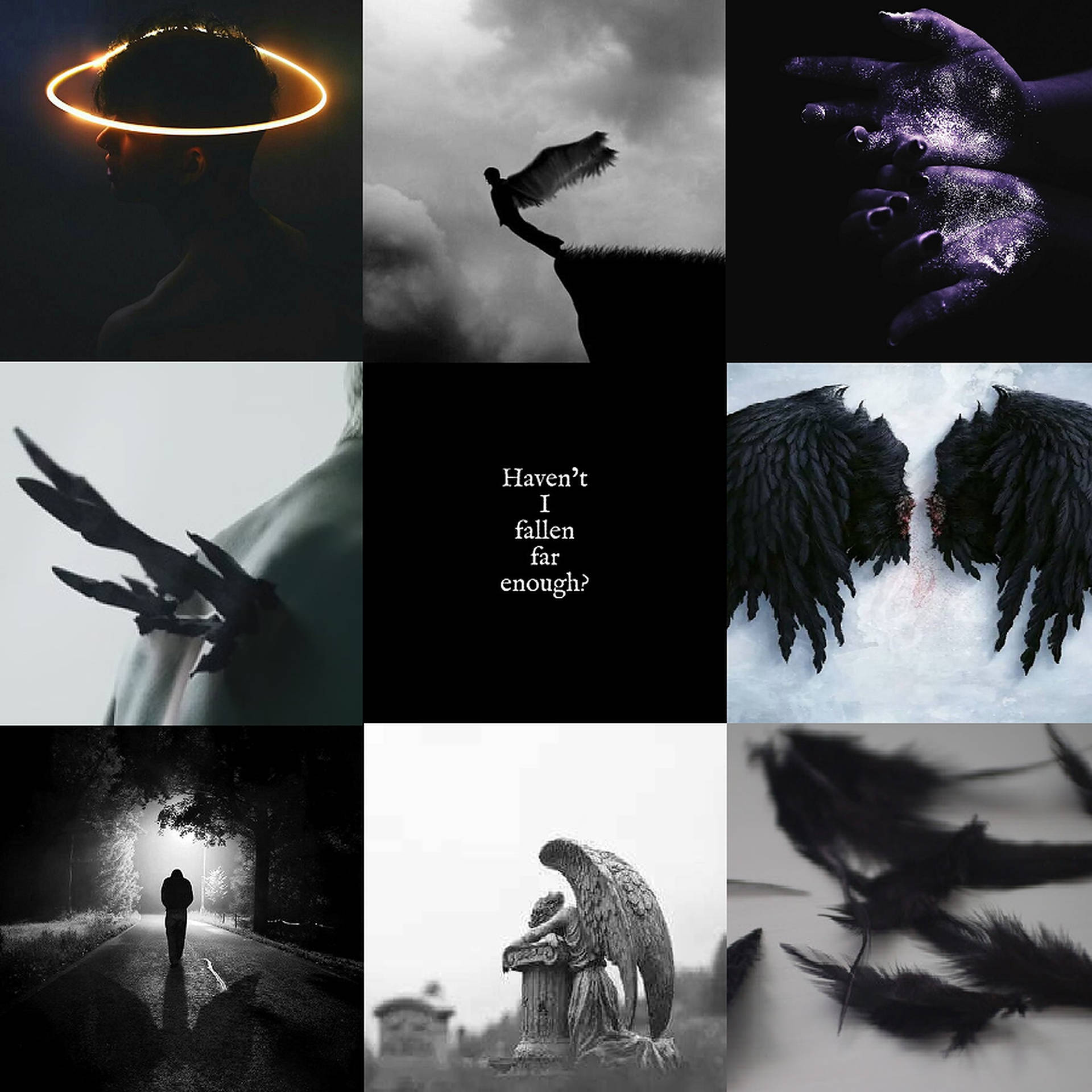 Dark Angel Aesthetic Collage Showcasing A Blend Of Art And Mystery