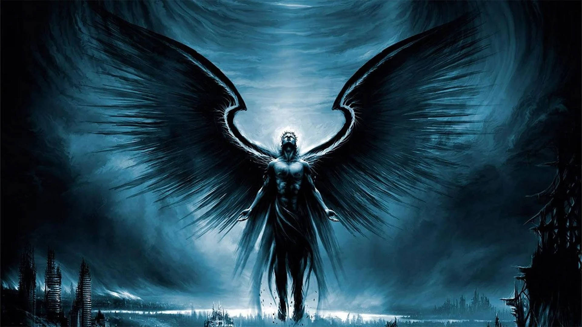 Dark Angel Blue Artwork Background
