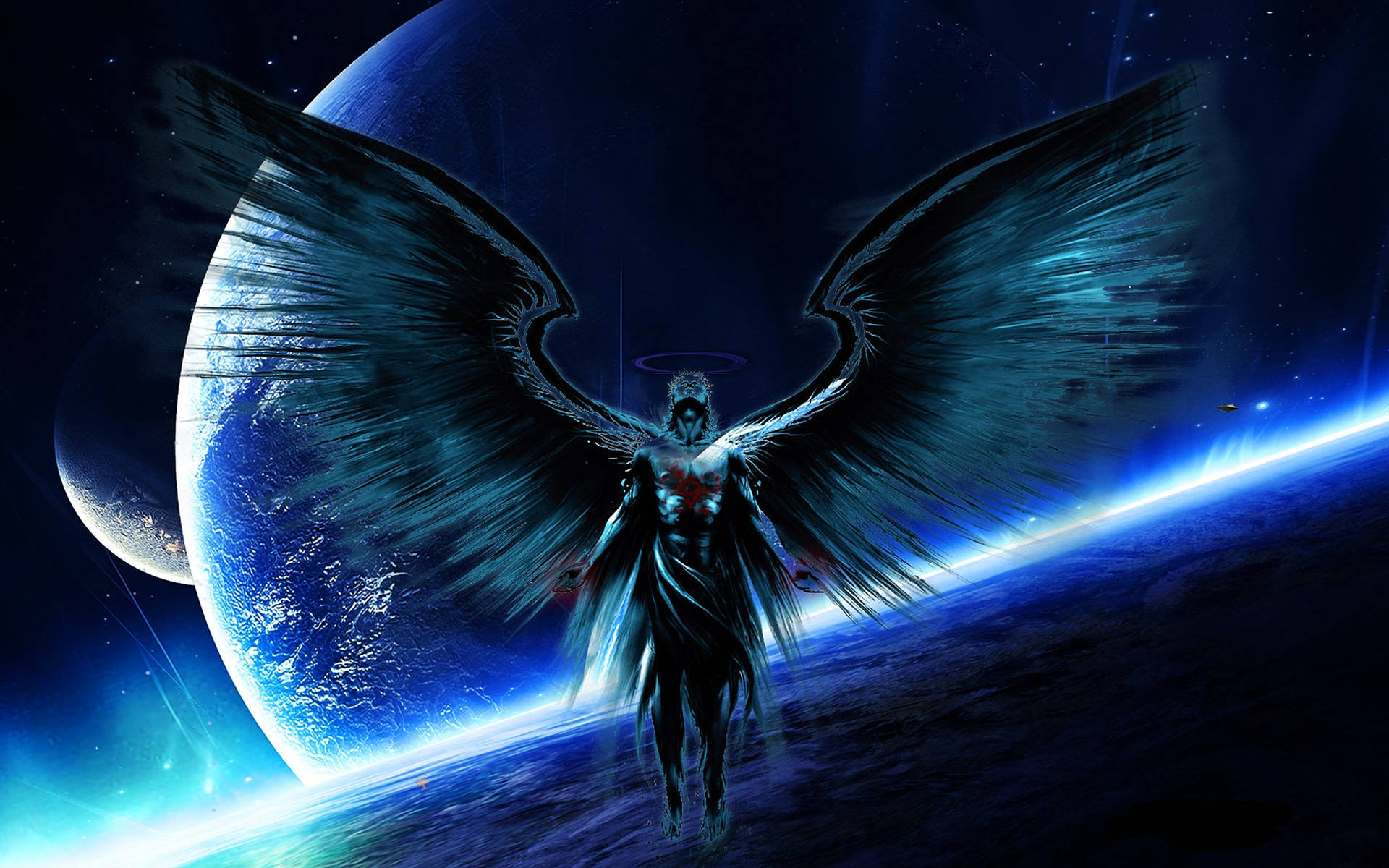 Dark Angel In Space Background
