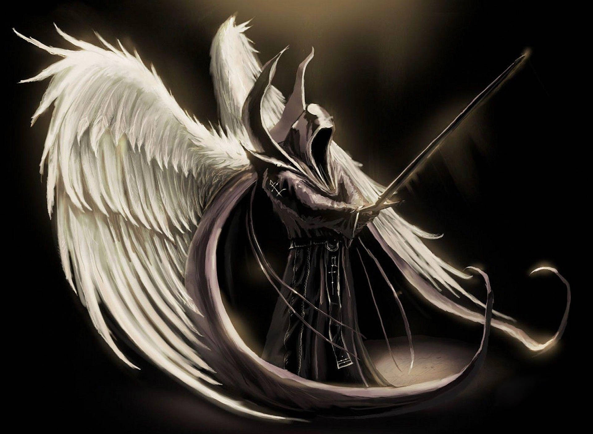 Dark Angel White Wings Background