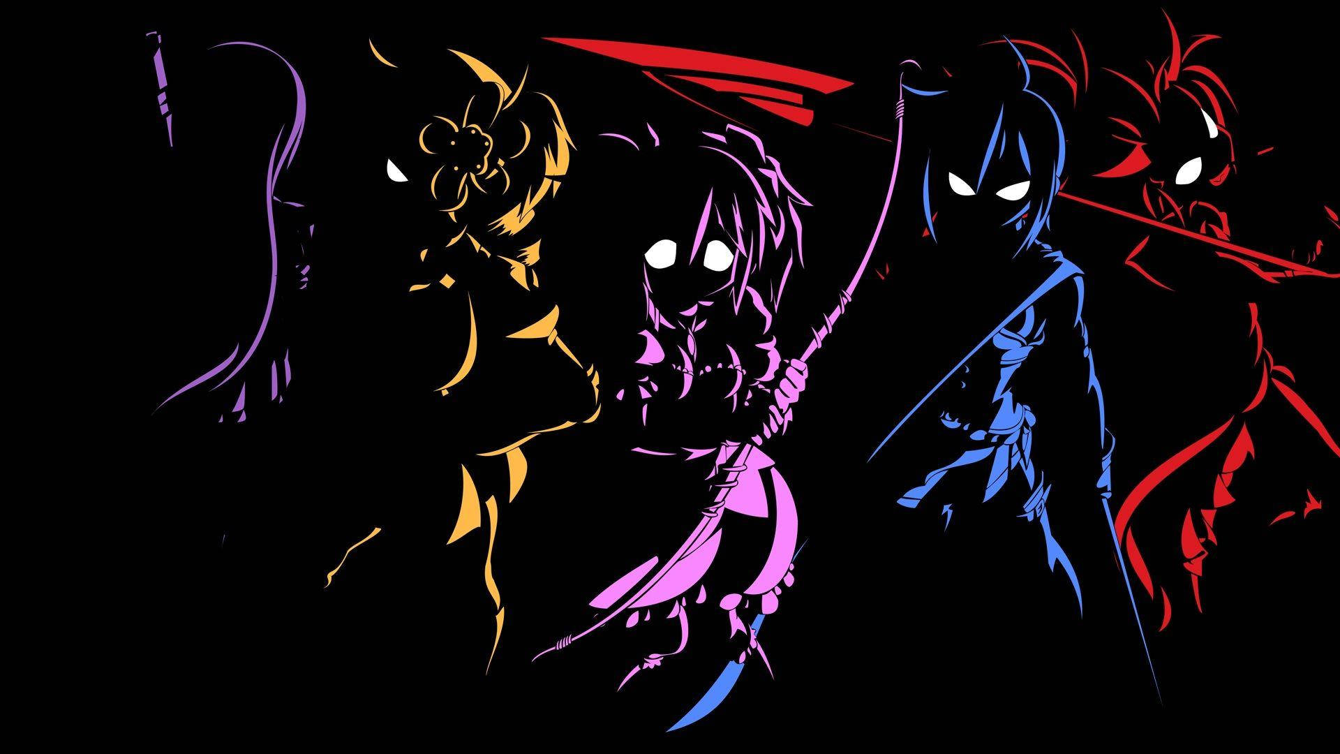 Dark Anime Colorful Character Silhouette Background