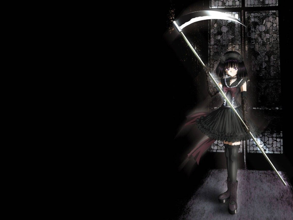Dark Anime Girl Holding A Scythe Background