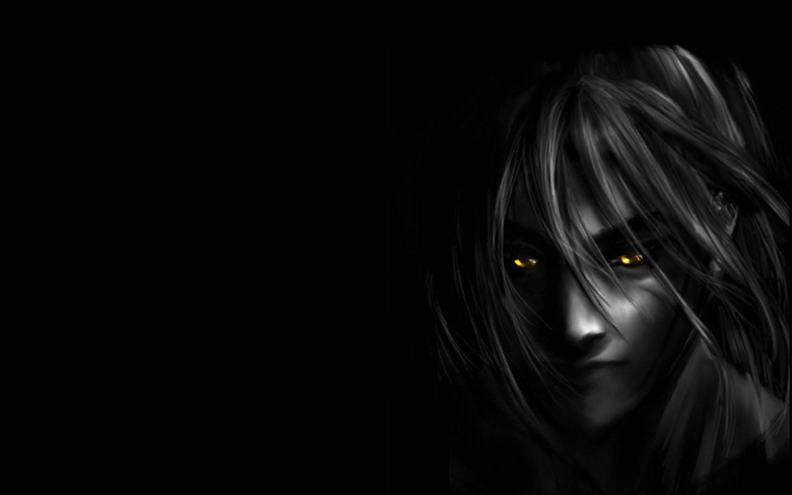 Dark Anime Man With Yellow Eyes Background