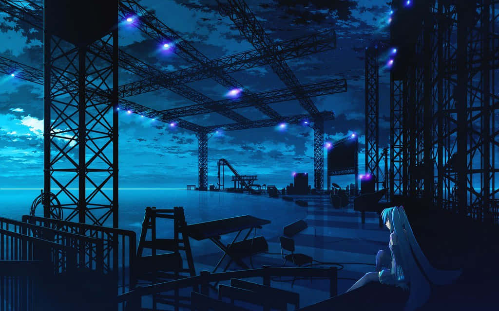Dark Anime Scenery Reaches Out To The Viewer Background
