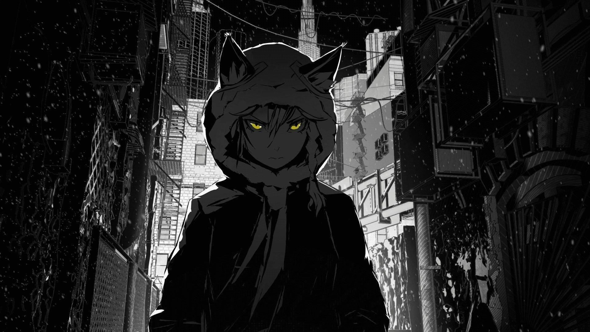 Dark Anime Yellow-eyed Boy Background
