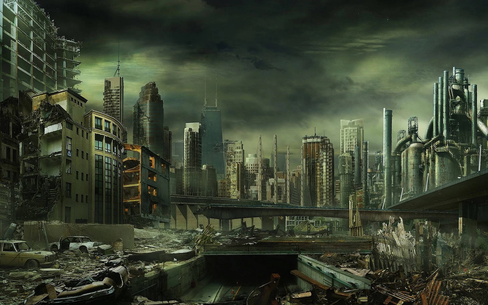 Dark Apocalyptic City Background