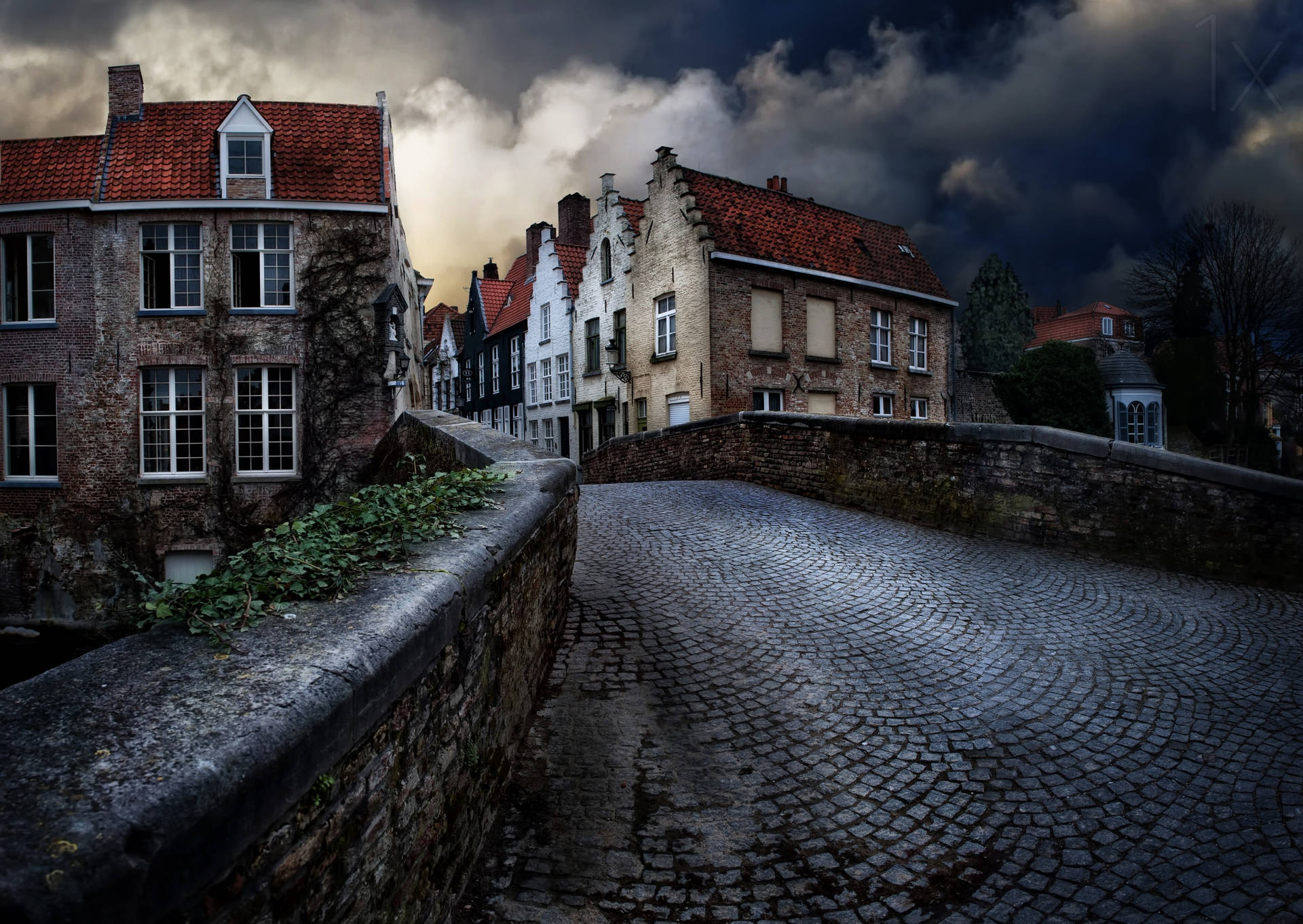 Dark Belgium Town Background