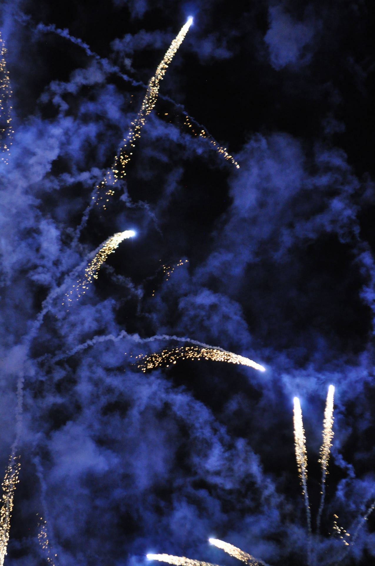 Dark Blue Aesthetic Bursting Fireworks Background