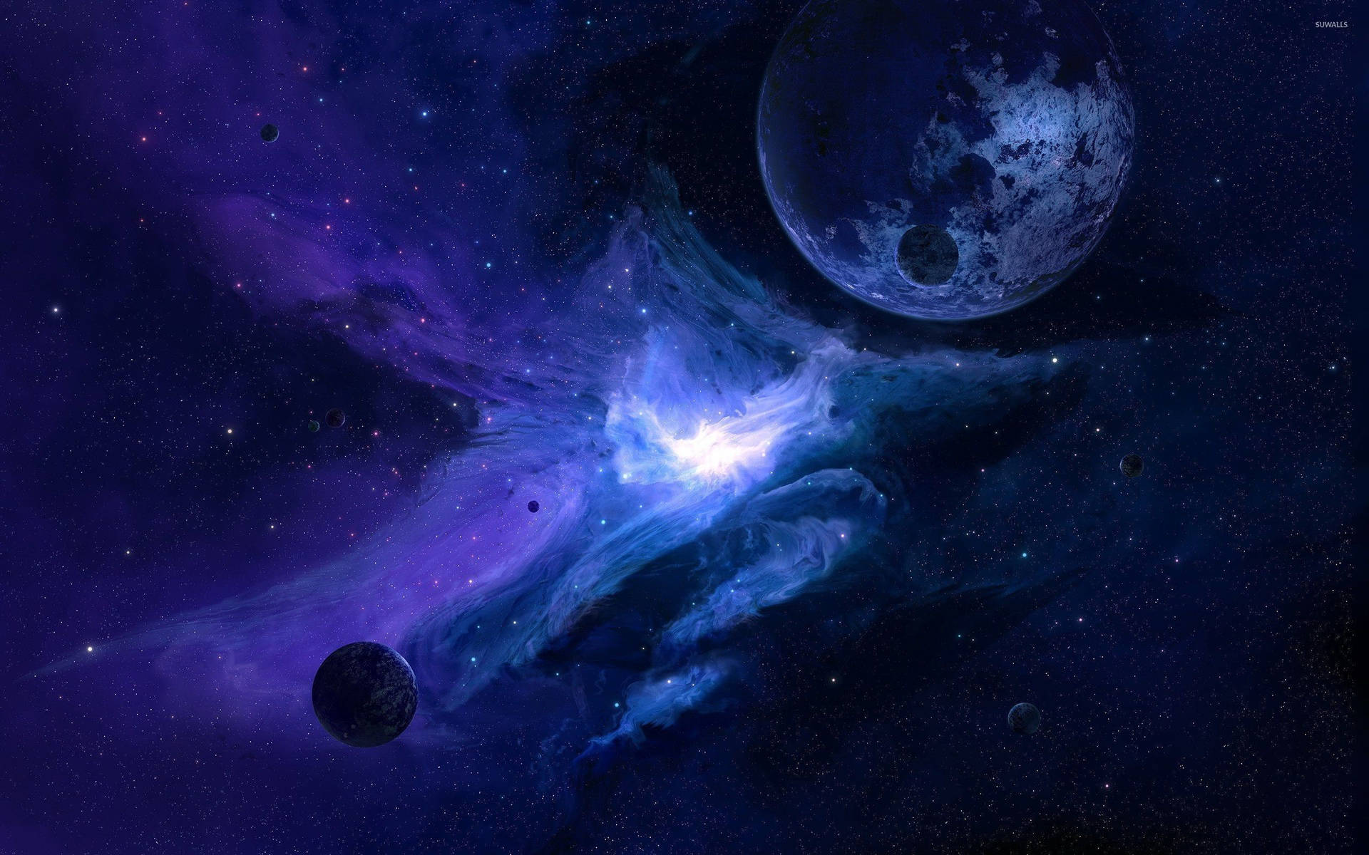 Dark Blue Aesthetic Galaxy Background