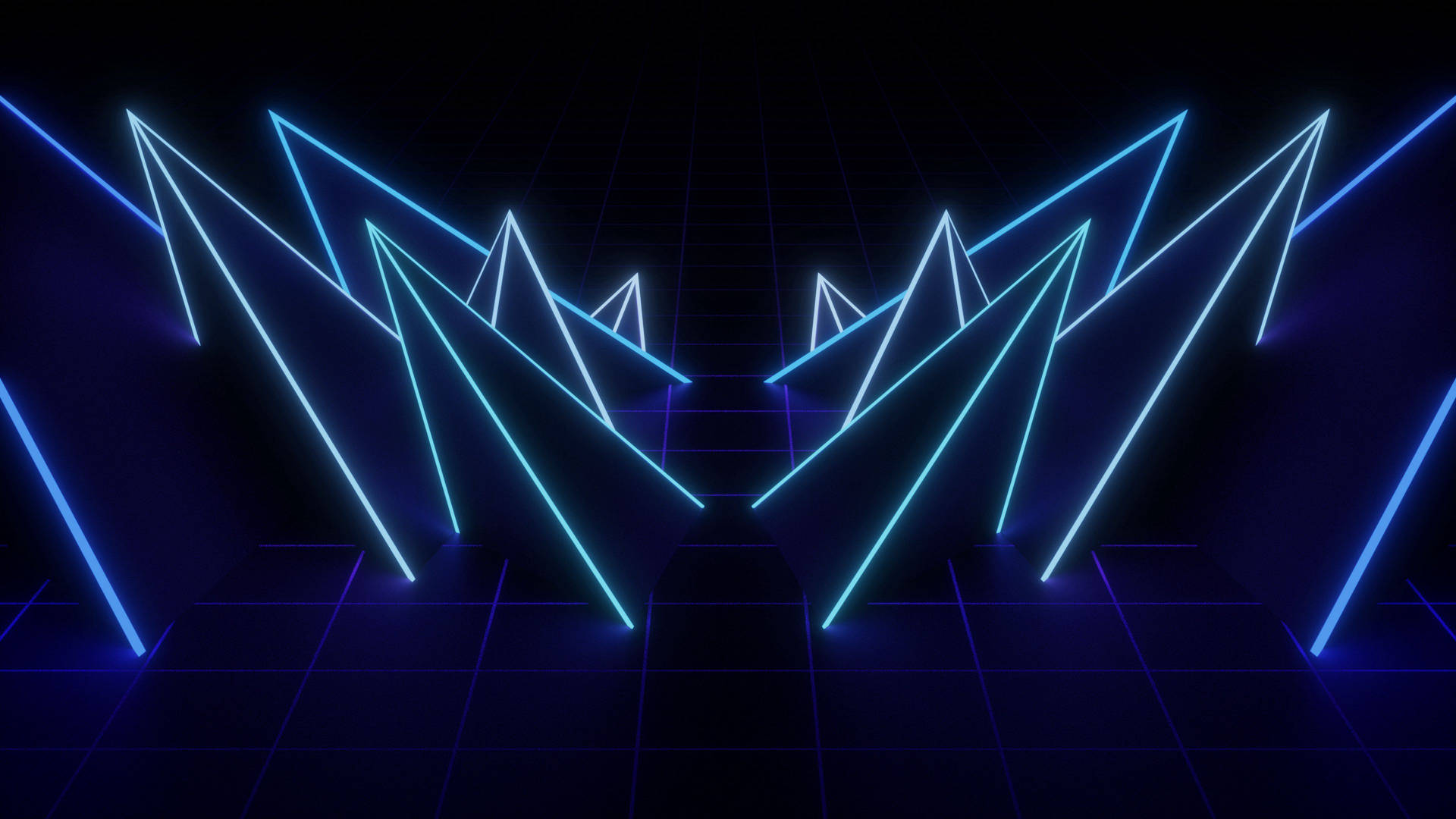 Dark Blue Aesthetic Glowing Triangles Background