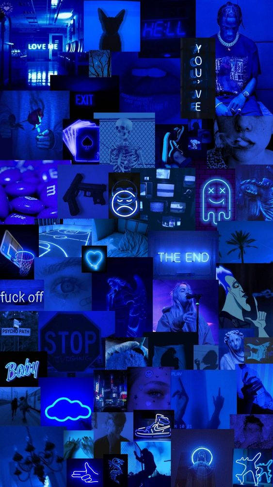Dark Blue Aesthetic Tumblr Collage Background