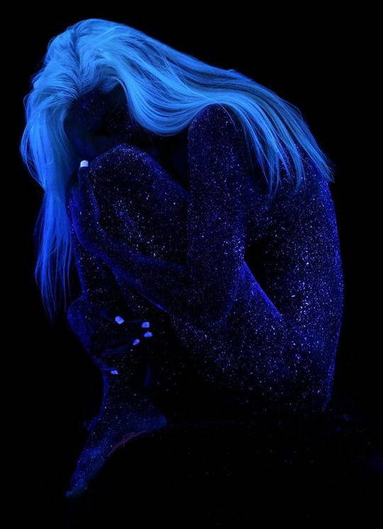 Dark Blue Aesthetic Tumblr Glowing Woman Background