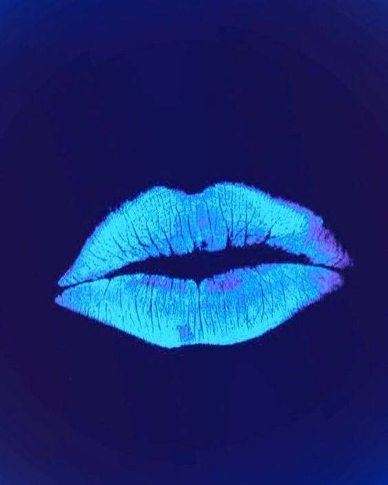 Dark Blue Aesthetic Tumblr Neon Lips Background
