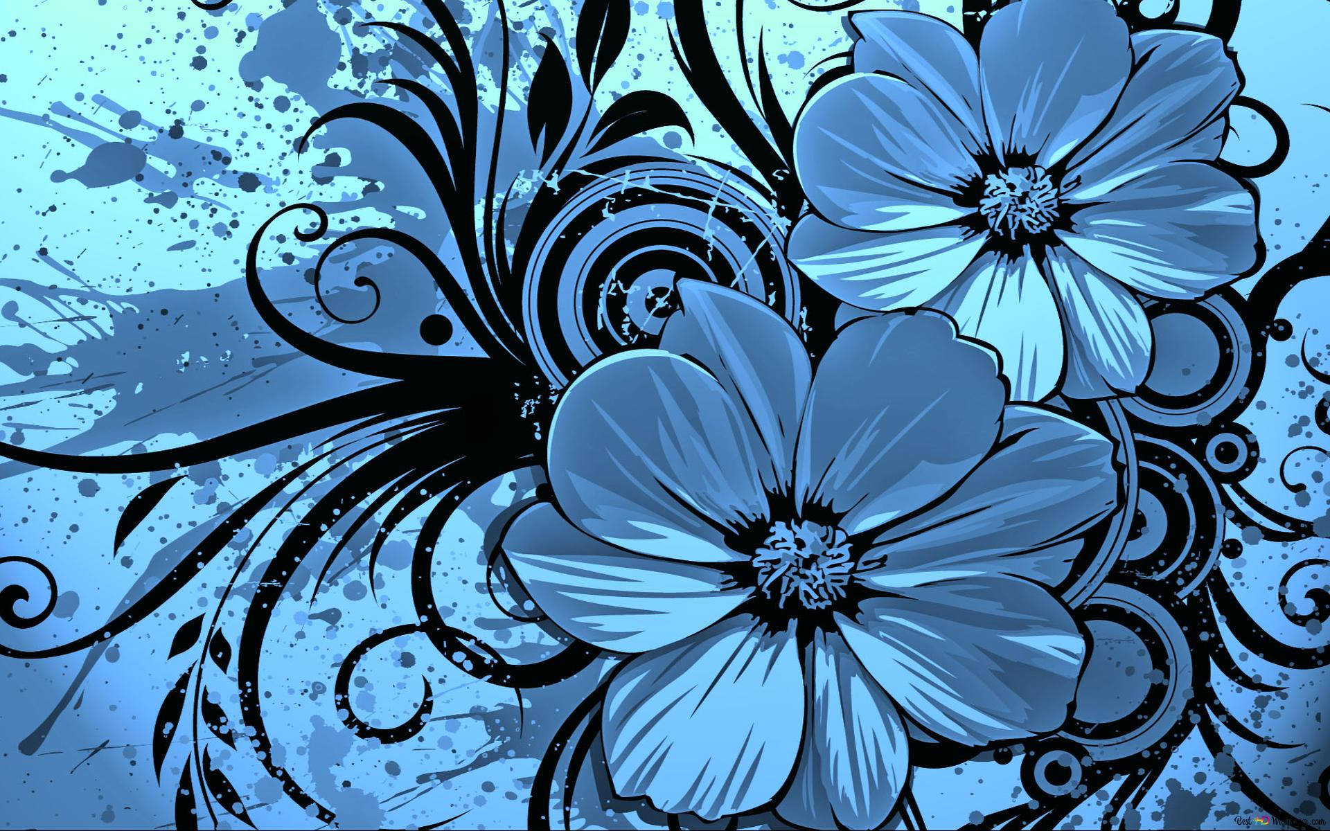 Dark Blue Background Artistic Vector Flowers