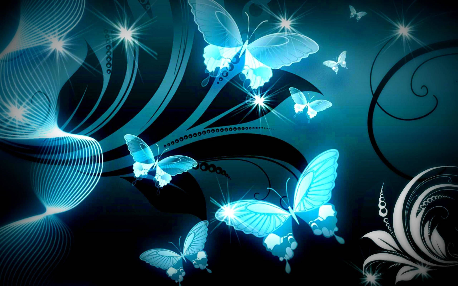 Dark Blue Butterfly Aesthetic Background