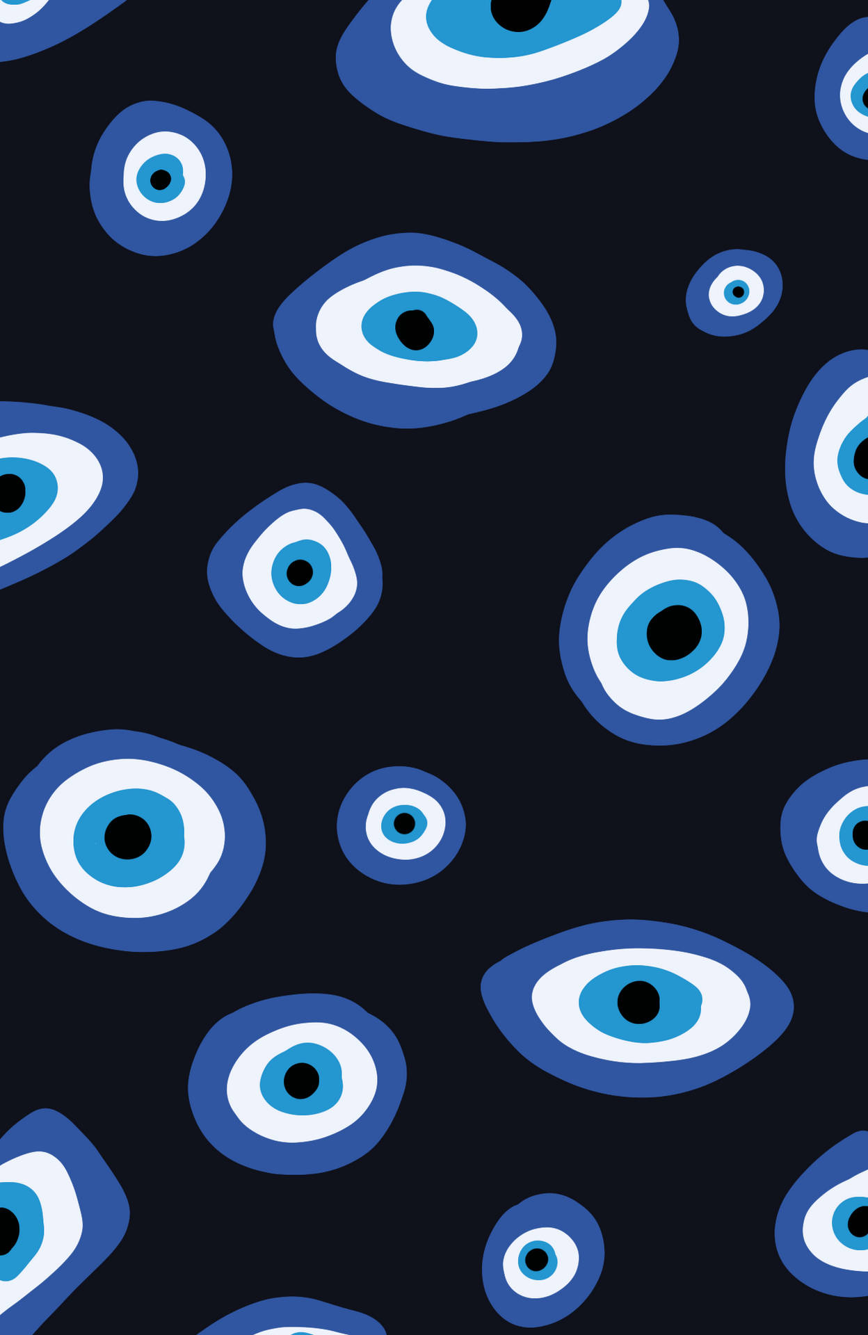 Dark Blue Evil Eye Pattern Background