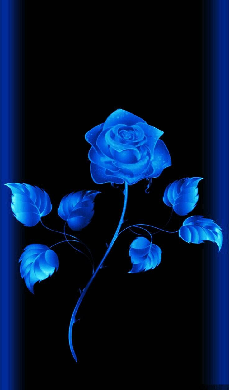 Dark Blue Floral With Stem Background